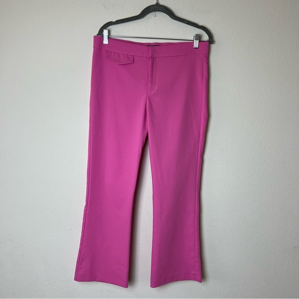 NWT Zara Pink High Rise Cropped Kick Flare Pants Trousers Large - Picture 9 of 16